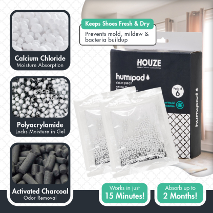 HOUZE - HUMIPOD Compact Activated Charcoal Dehumidifier - 'Gel Packet For Drawers'
