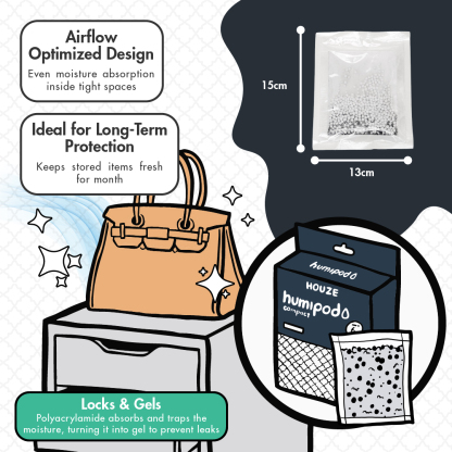 HOUZE - HUMIPOD Compact Activated Charcoal Dehumidifier - 'Gel Packet For Drawers'