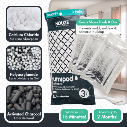 HOUZE - HUMIPOD 'Gel Packet For Shoes' Activated Charcoal Dehumidifier