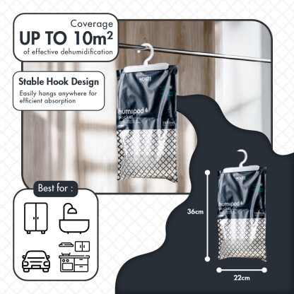 HOUZE - HUMIPOD Pocket Activated Charcoal Dehumidifier - Clothes Hanging