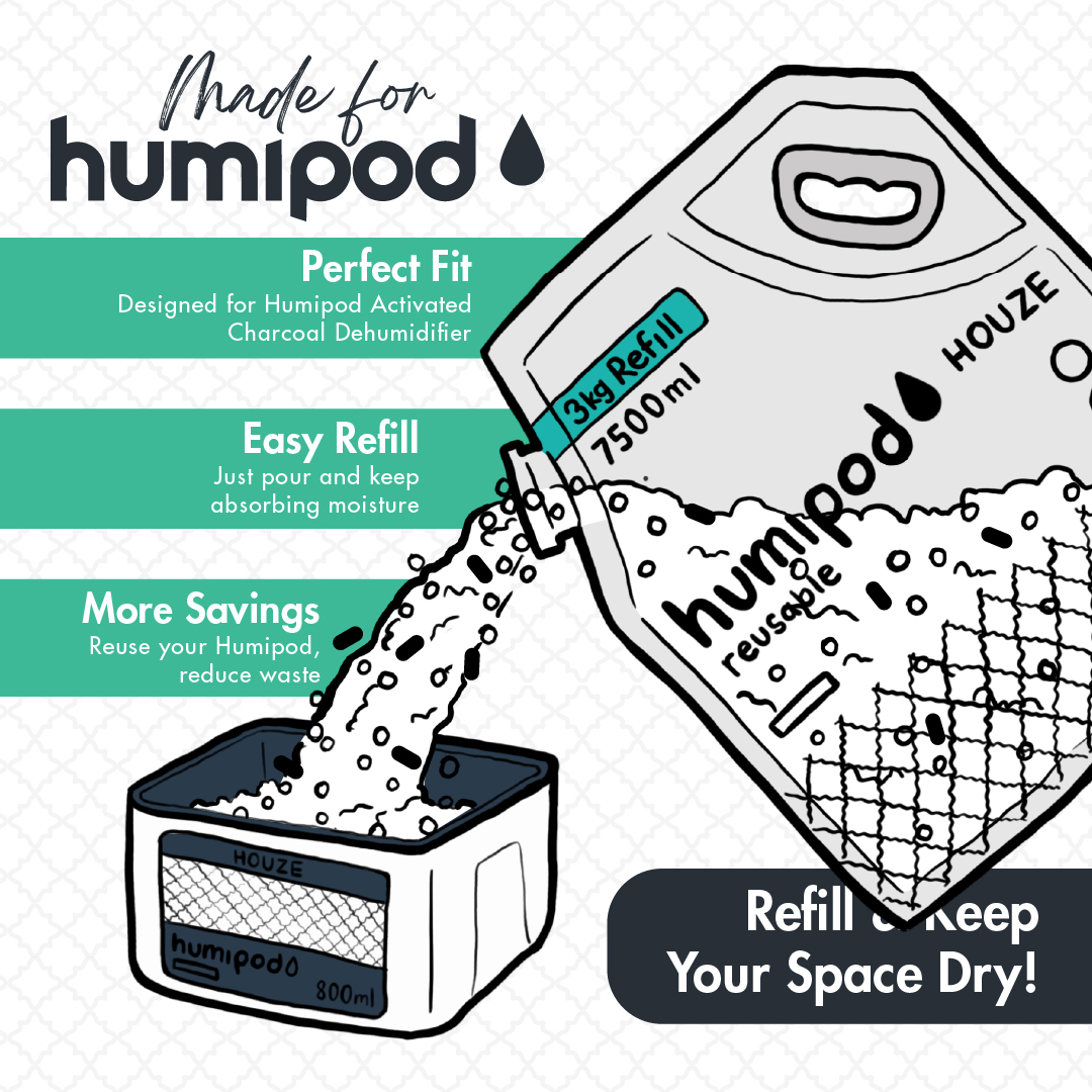 HOUZE - HUMIPOD REFILL Activated Charcoal Dehumidifier - 7,500ml | 15,000ml