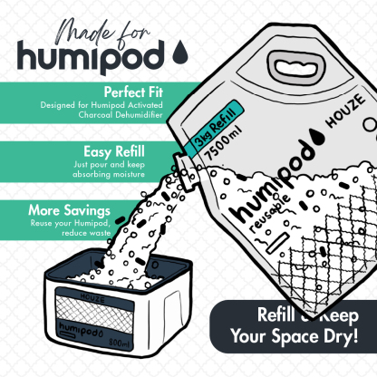 HOUZE - HUMIPOD REFILL Activated Charcoal Dehumidifier - 7,500ml | 15,000ml