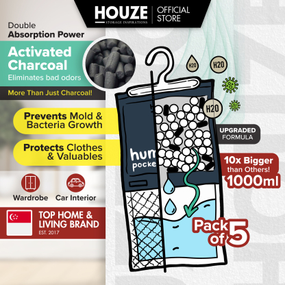 HOUZE - HUMIPOD Pocket Activated Charcoal Dehumidifier - Clothes Hanging