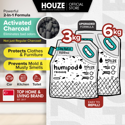 HOUZE - HUMIPOD REFILL Activated Charcoal Dehumidifier - 7,500ml | 15,000ml
