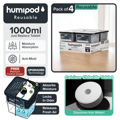 HOUZE - HUMIPOD Reusable Activated Charcoal Dehumidifier - Reusable Tablet