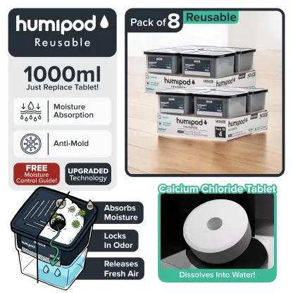 HOUZE - HUMIPOD Reusable Activated Charcoal Dehumidifier - Reusable Tablet