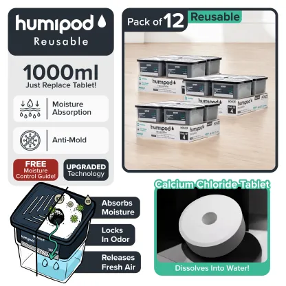 HOUZE - HUMIPOD Reusable Activated Charcoal Dehumidifier - Reusable Tablet