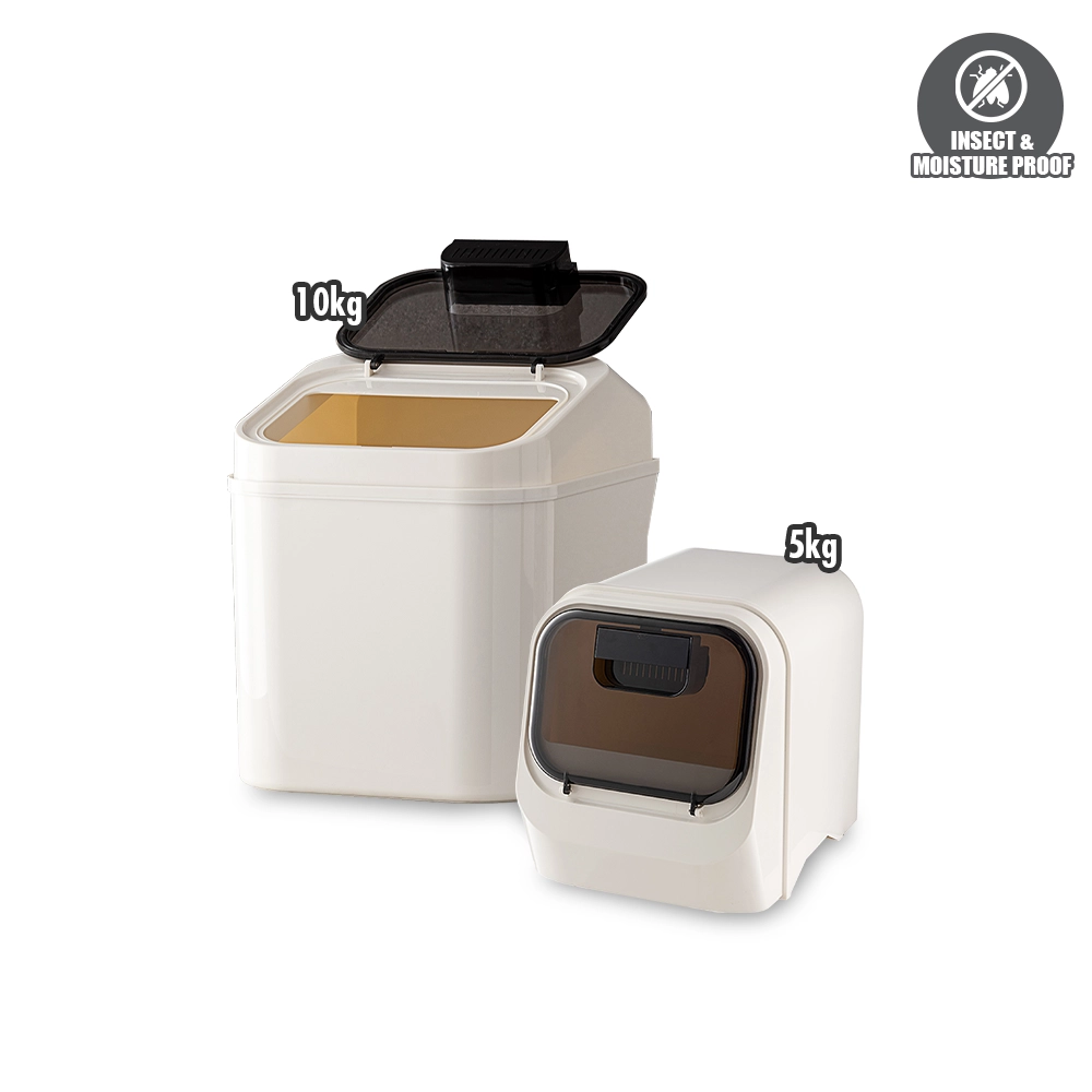 HOUZE - KitchenMate 5kg | 10kg Moisture-Proof Airtight Locking Rice Container [White] - Insect-proof | Bucket | Storage
