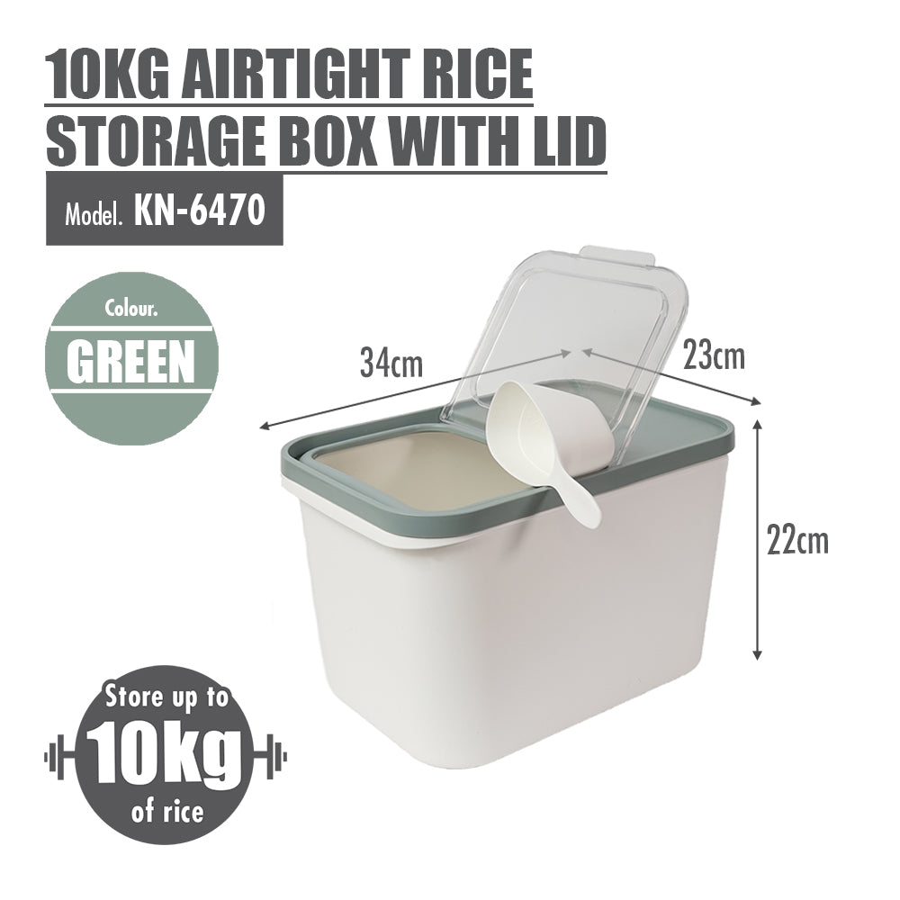 10kg Airtight Rice Storage Box With Lid (Dim: 34x23x22cm)