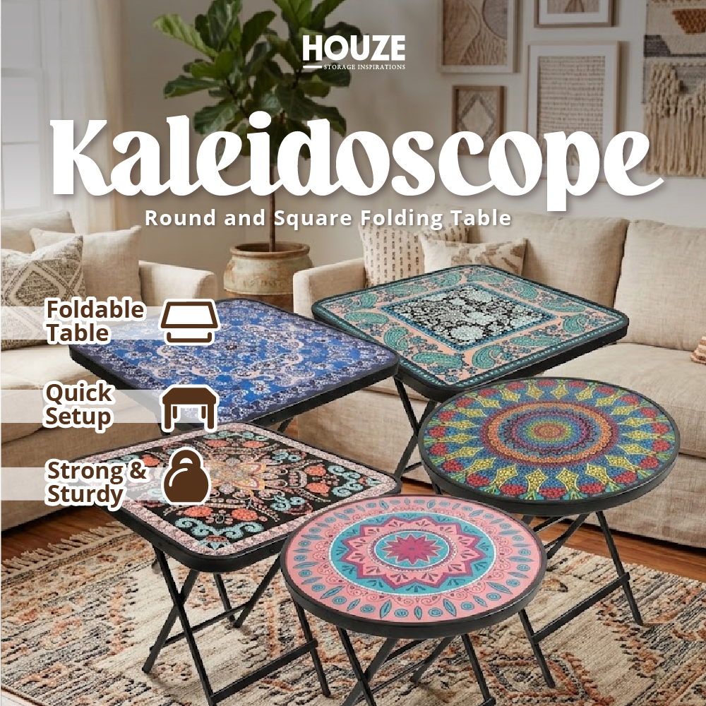 [HOUZE] Kaleidoscope Folding Table with 5 Different Designs - Round | Square [60 x 60cm]