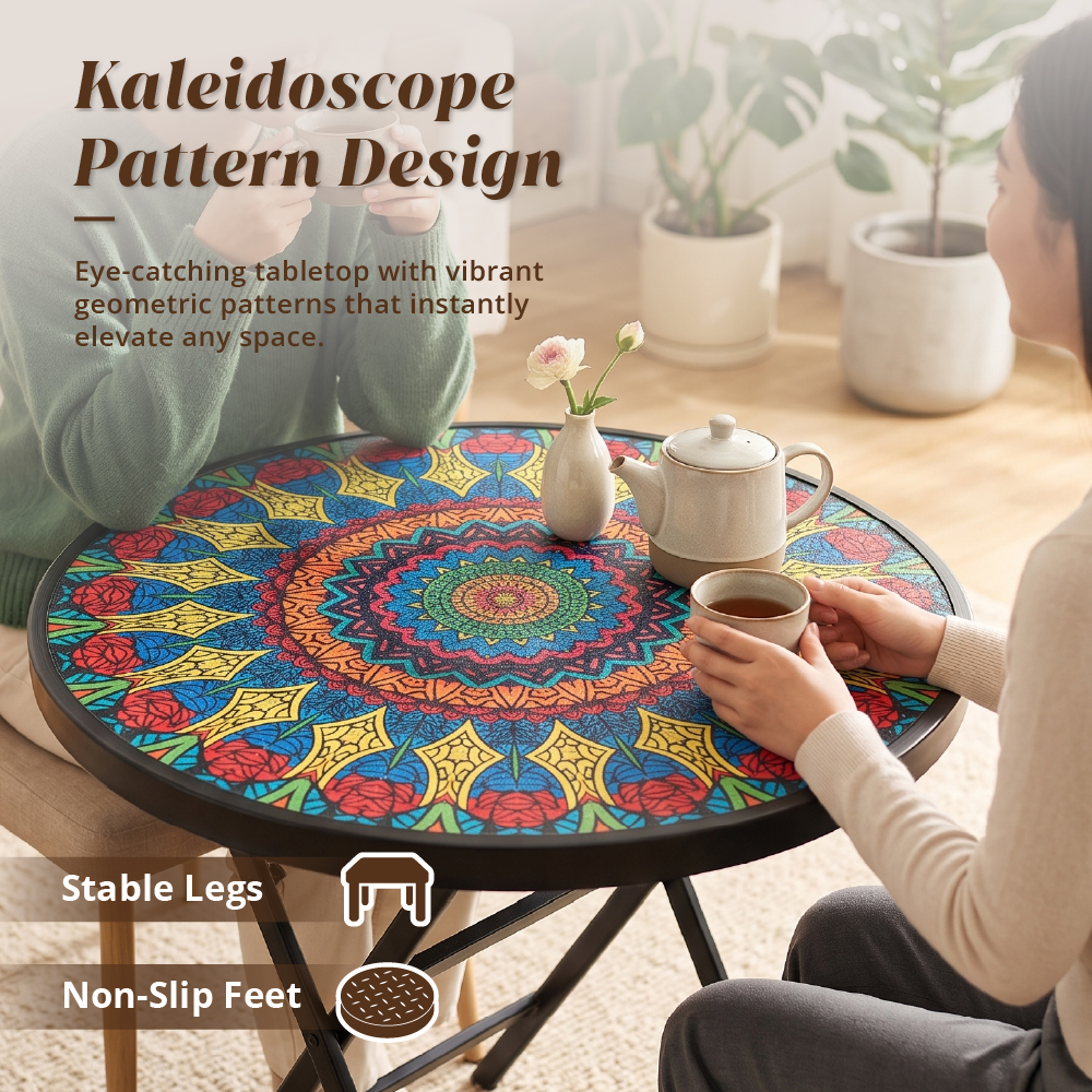 [HOUZE] Kaleidoscope Folding Table with 5 Different Designs - Round | Square [60 x 60cm]