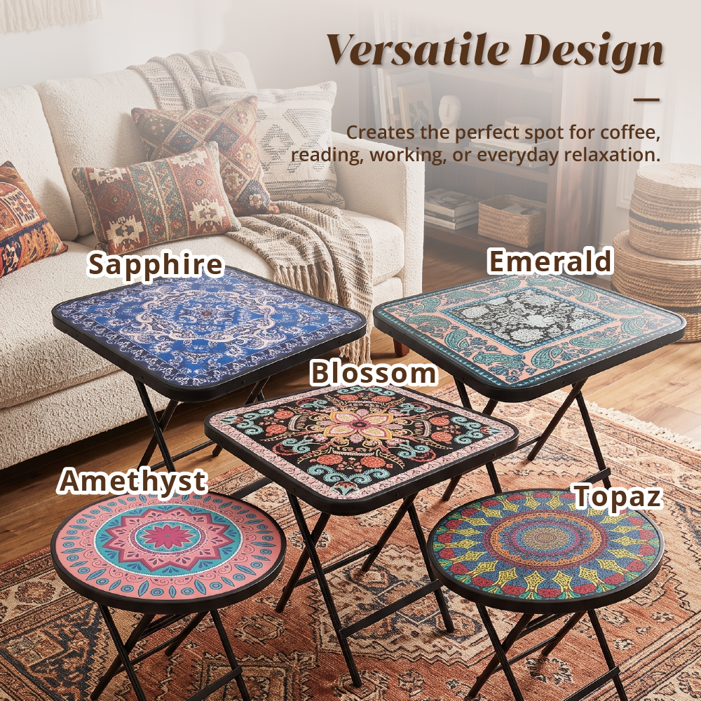 [HOUZE] Kaleidoscope Folding Table with 5 Different Designs - Round | Square [60 x 60cm]
