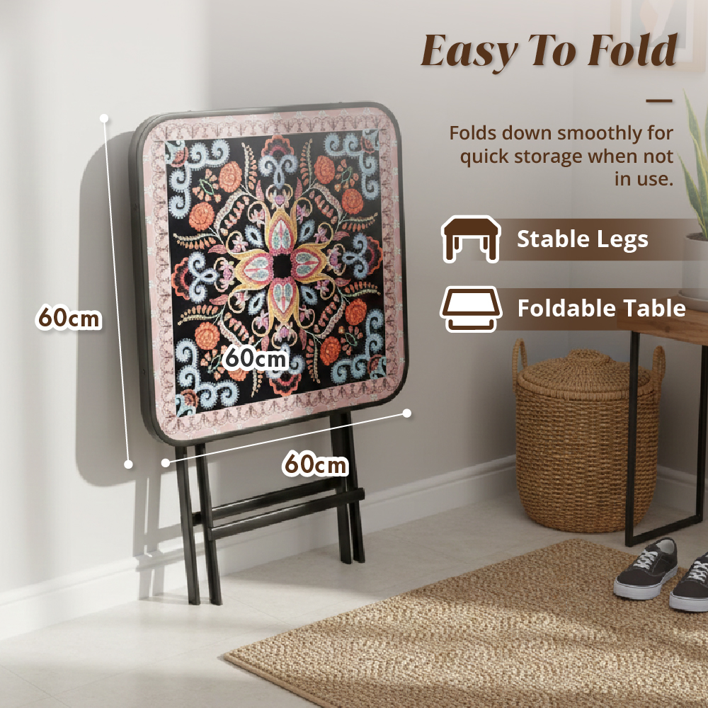 [HOUZE] Kaleidoscope Folding Table with 5 Different Designs - Round | Square [60 x 60cm]
