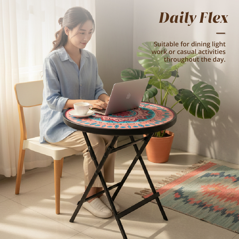 [HOUZE] Kaleidoscope Folding Table with 5 Different Designs - Round | Square [60 x 60cm]