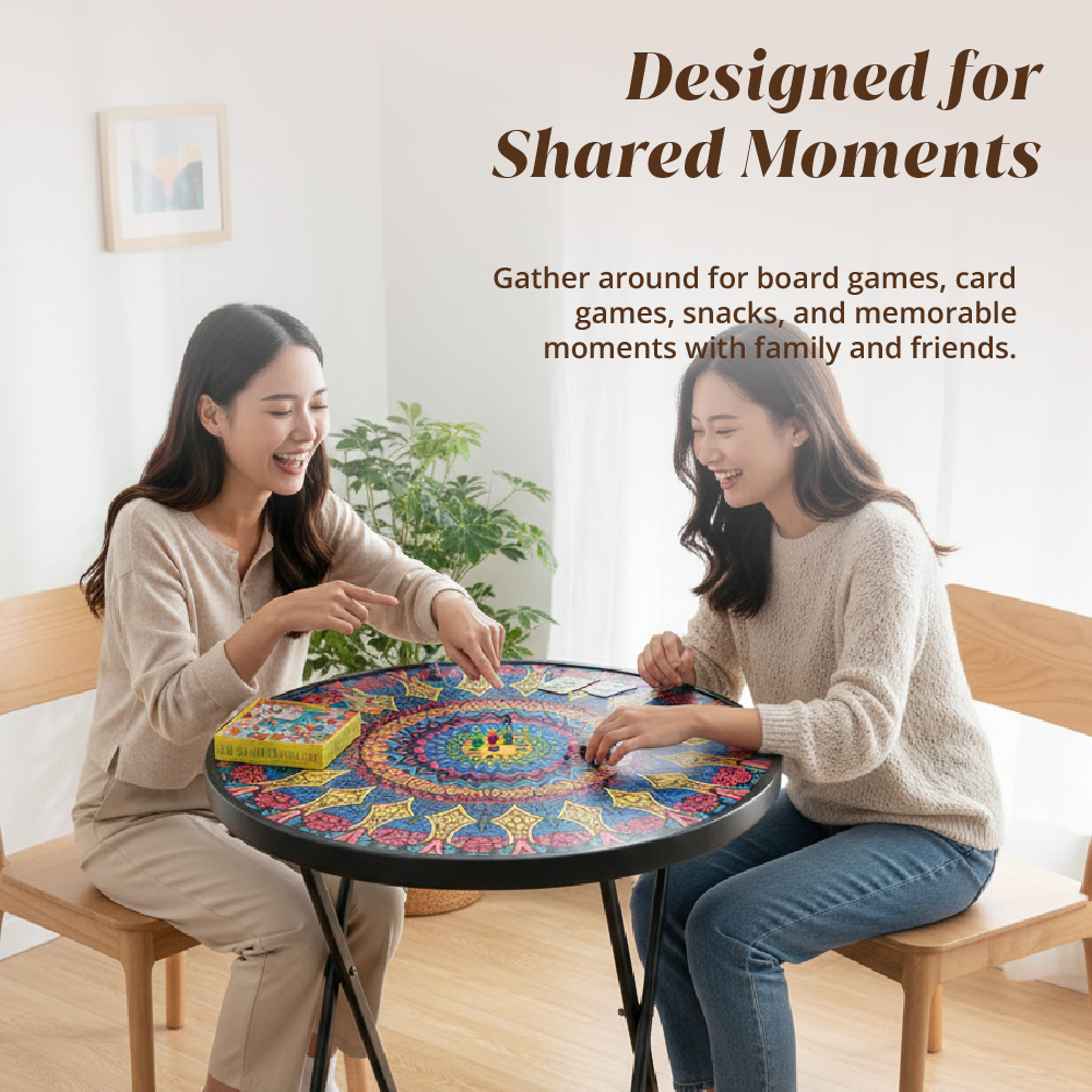 [HOUZE] Kaleidoscope Folding Table with 5 Different Designs - Round | Square [60 x 60cm]