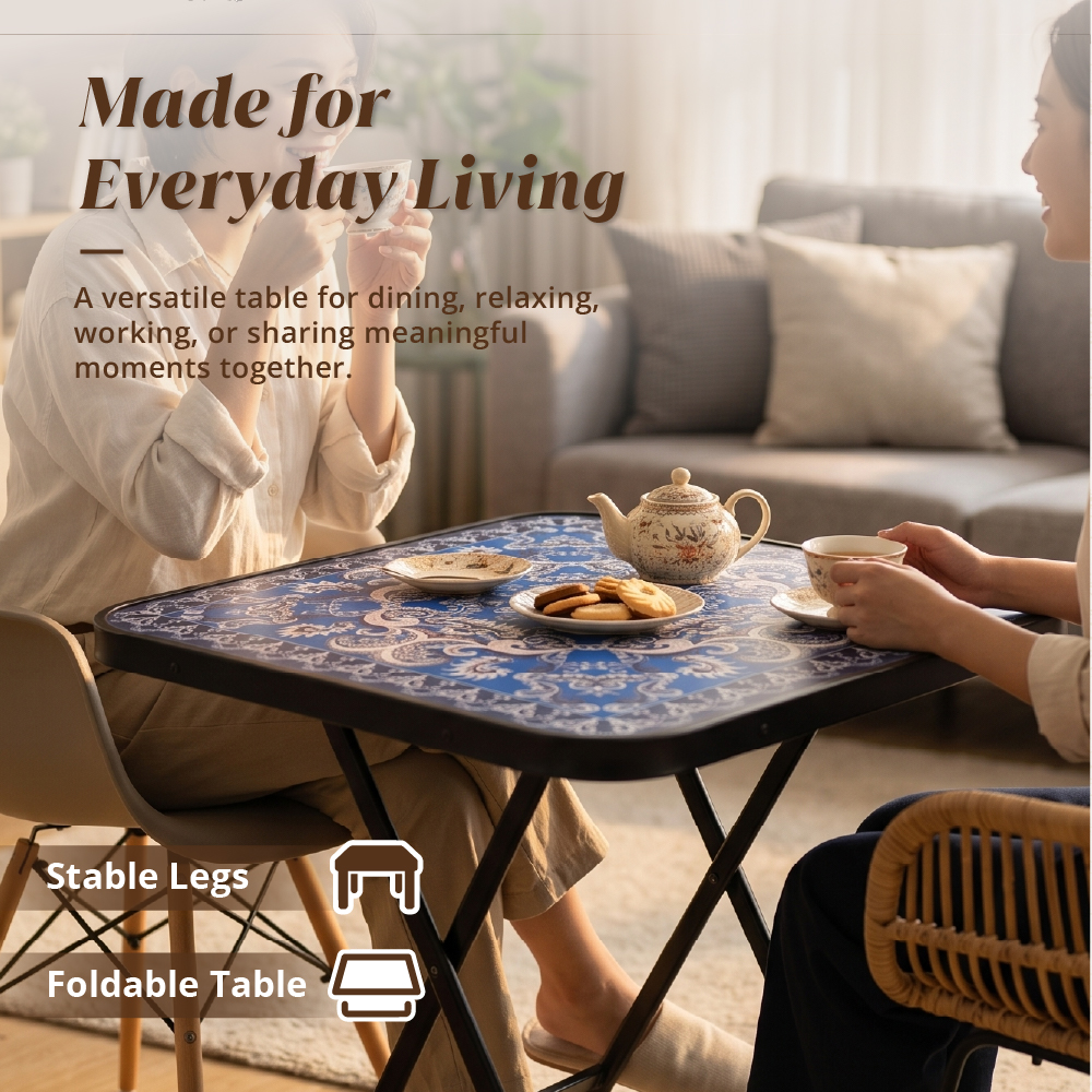 [HOUZE] Kaleidoscope Folding Table with 5 Different Designs - Round | Square [60 x 60cm]