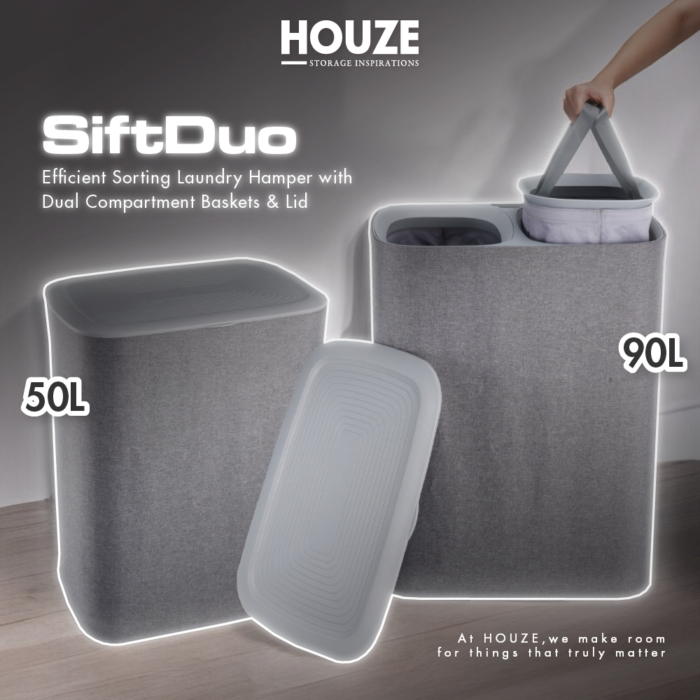 SIFTDUO - 50L|90L Laundry Hamper with Dual Compartment & Lid Collection