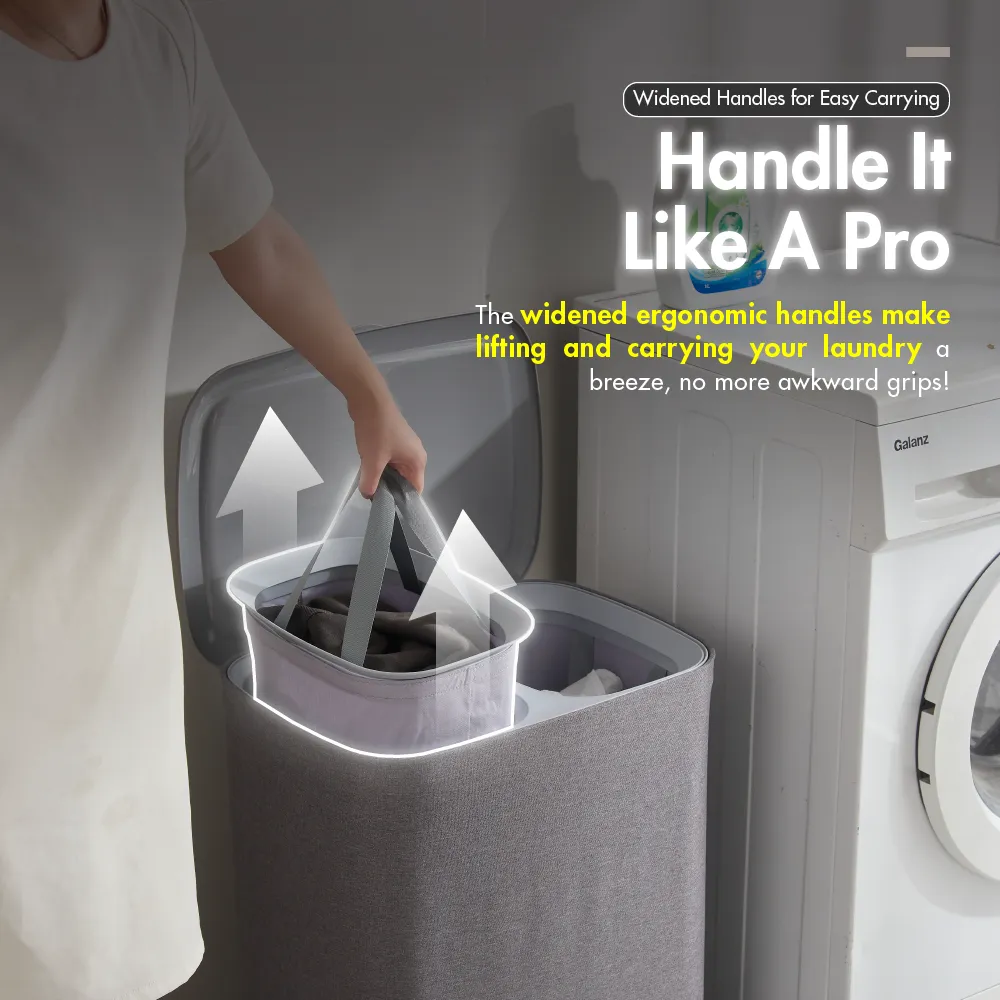 SIFTDUO - 50L|90L Laundry Hamper with Dual Compartment & Lid Collection