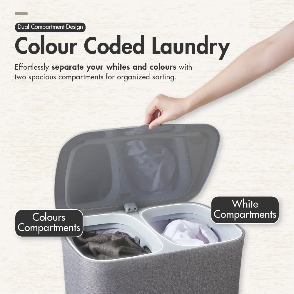 SIFTDUO - 50L|90L Laundry Hamper with Dual Compartment & Lid Collection