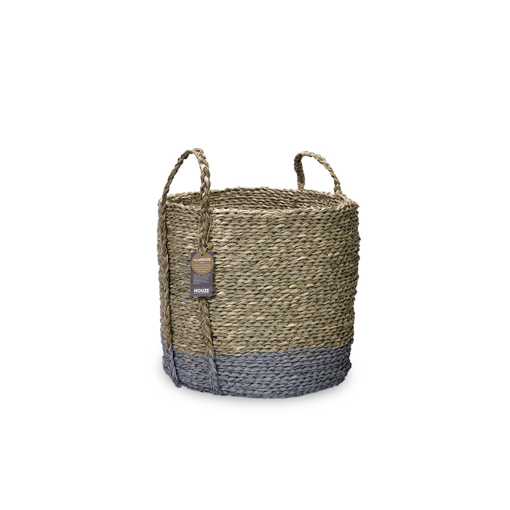 ecoHOUZE Seagrass Storage Basket With Handles - Grey
