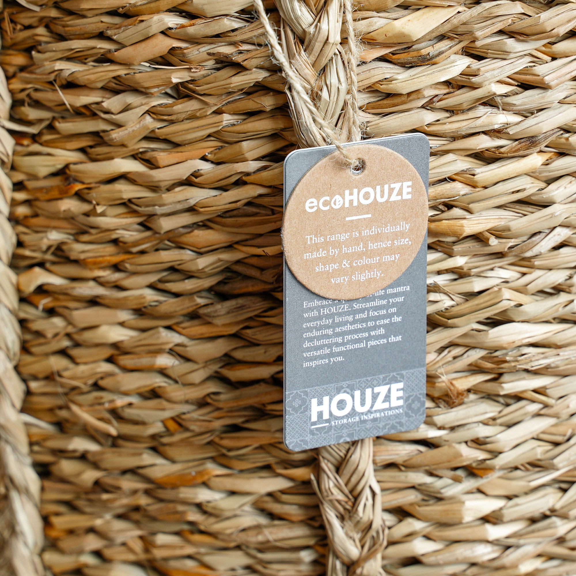 ecoHOUZE Seagrass Storage Basket With Handles - Grey (Small)