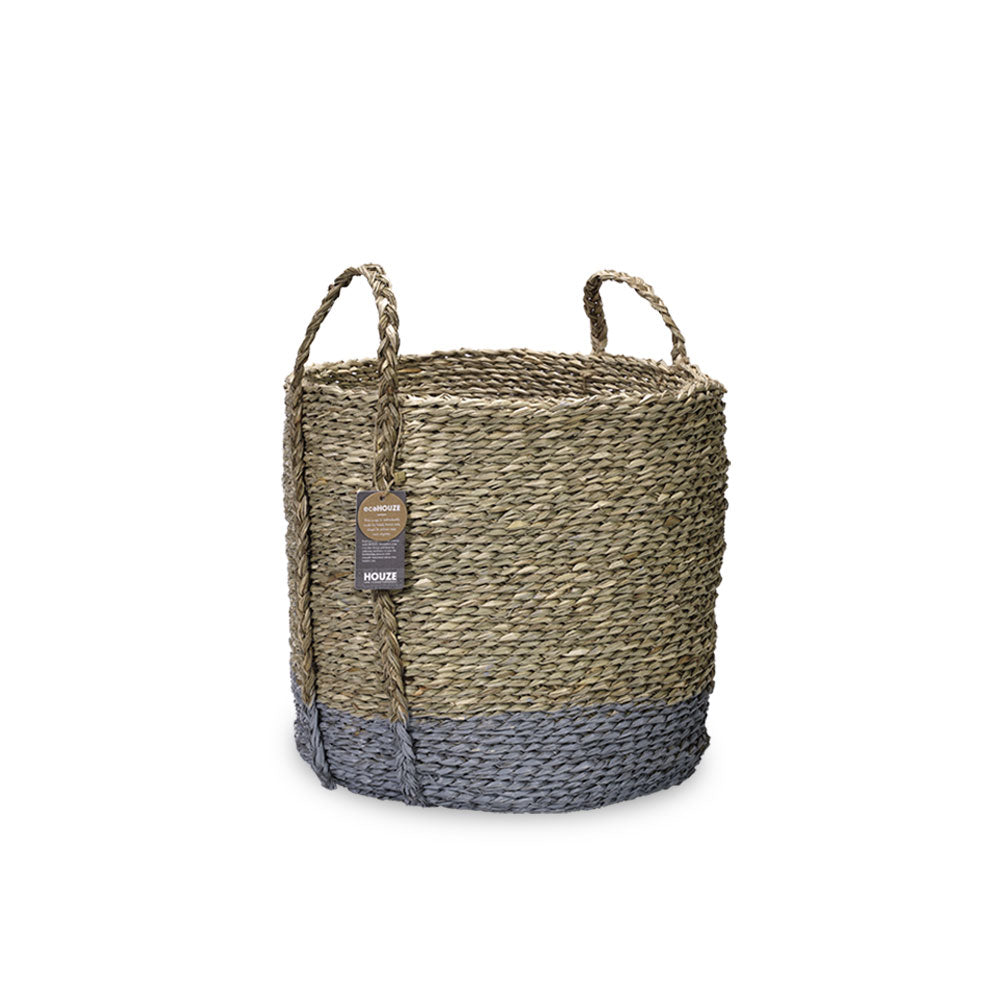 ecoHOUZE Seagrass Storage Basket With Handles - Grey (Medium)