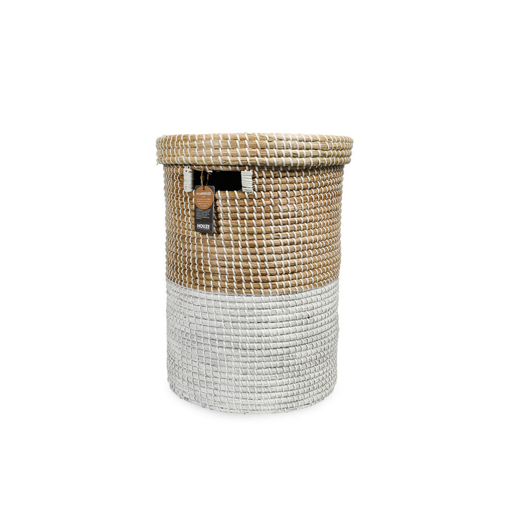 ecoHOUZE Seagrass Laundry Basket With Lid - White (Small)
