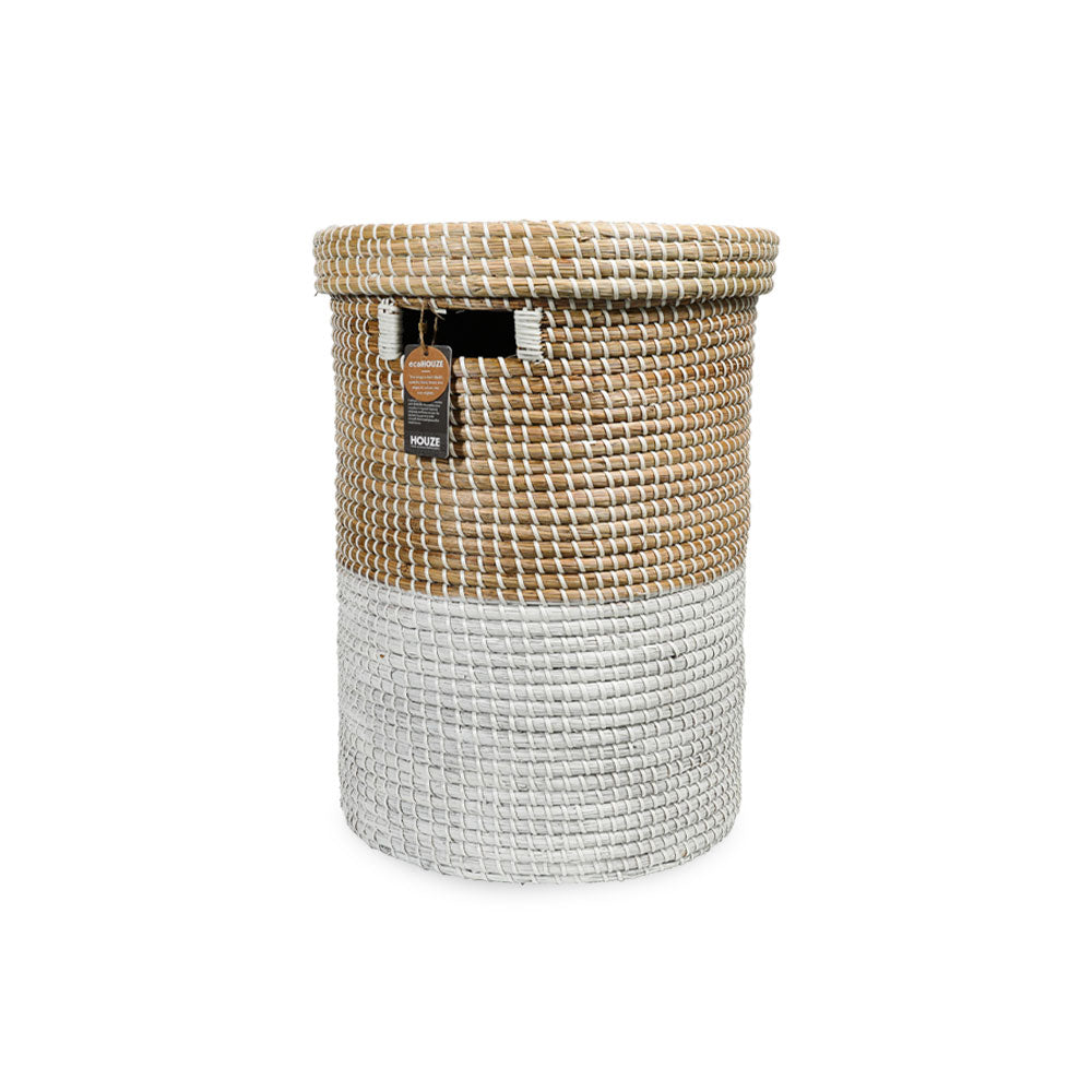 ecoHOUZE Seagrass Laundry Basket With Lid - White (Large)