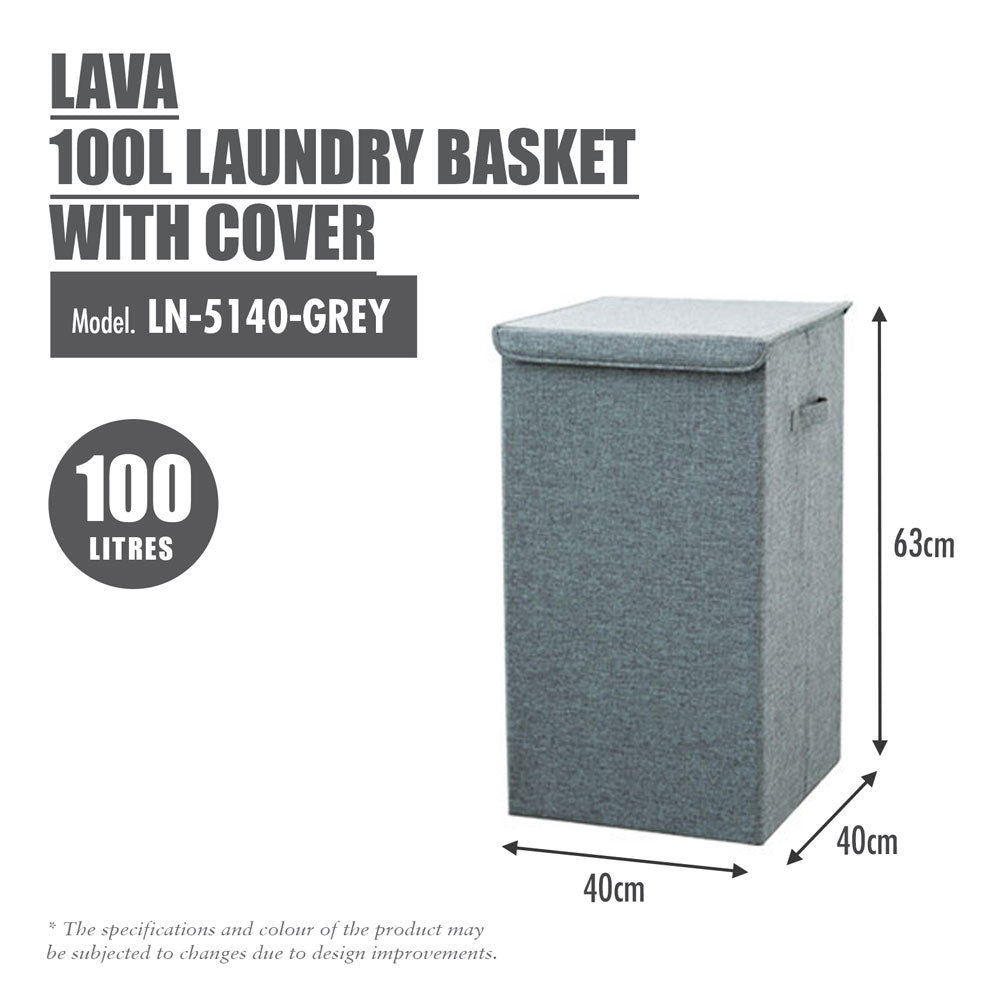 HOUZE - LAVA 100L Laundry Basket With Cover - 2 Colors