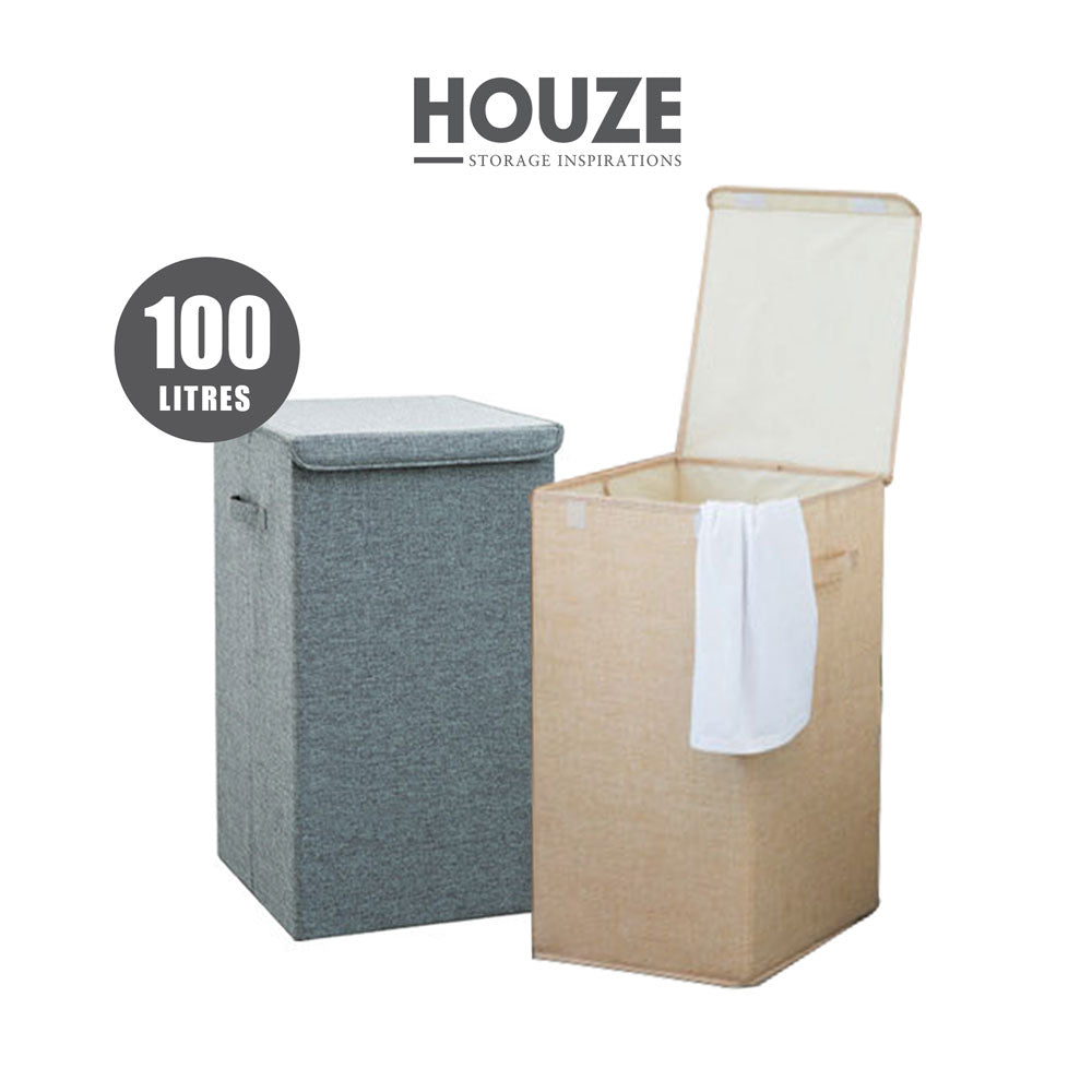 HOUZE - LAVA 100L Laundry Basket With Cover - 2 Colors