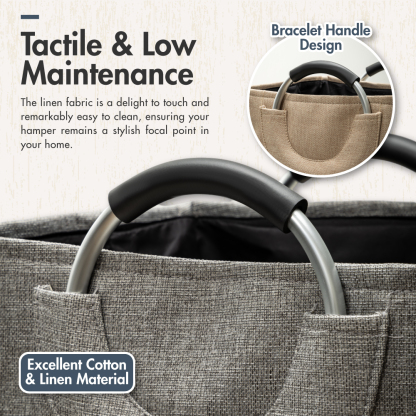 Lava Foldable Linen Fabric Laundry Hamper Laundry Bag - Washing | Kitchen | Bathroom | Organizer | Plastic