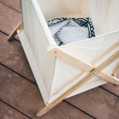 90L Laundry Basket with Pine Wood X-Frame