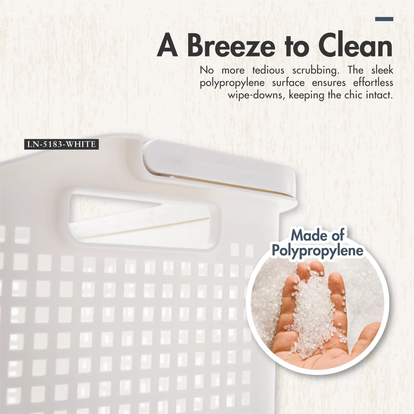 32L Laundry Basket with Handle (Beige)