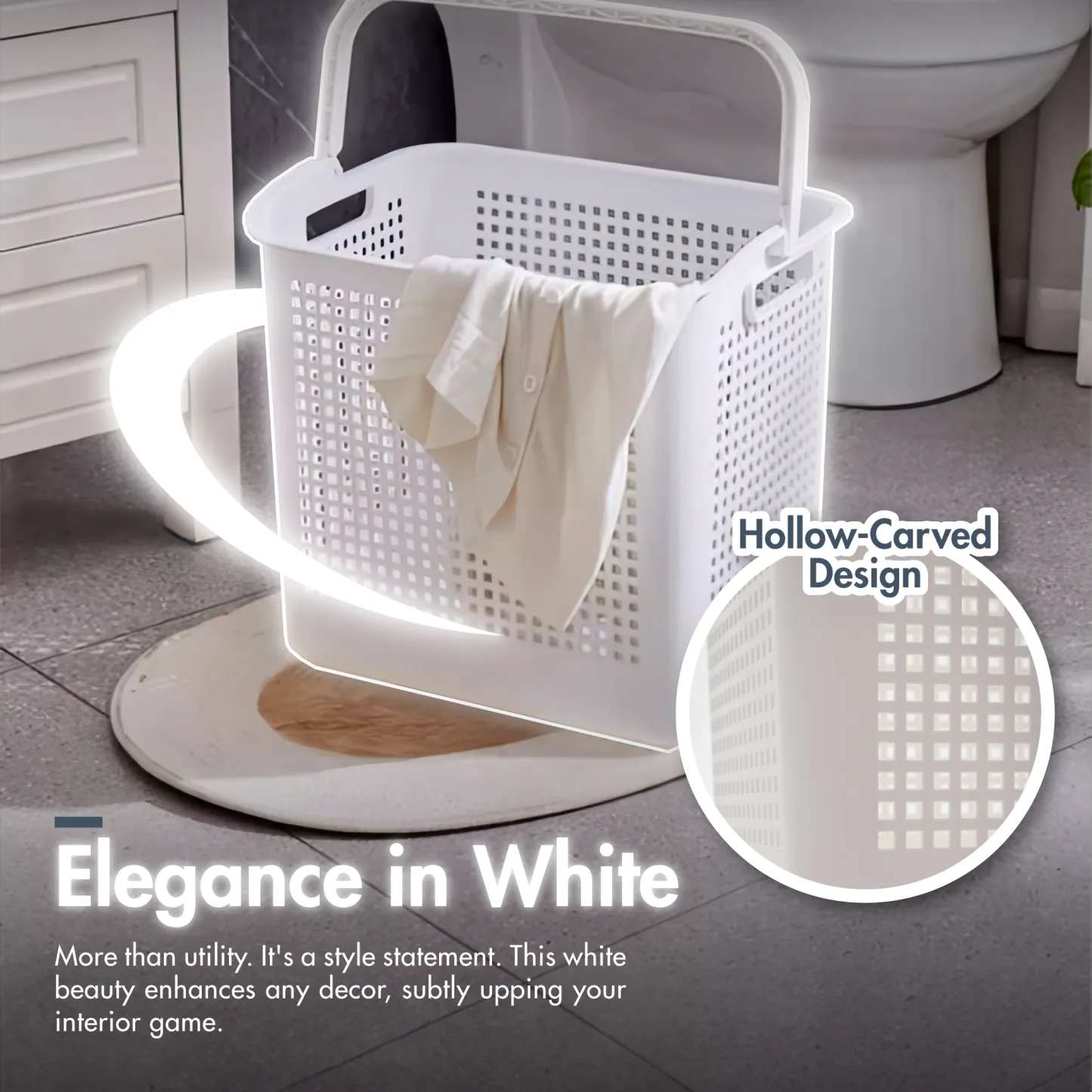 32L Laundry Basket with Handle (Beige)