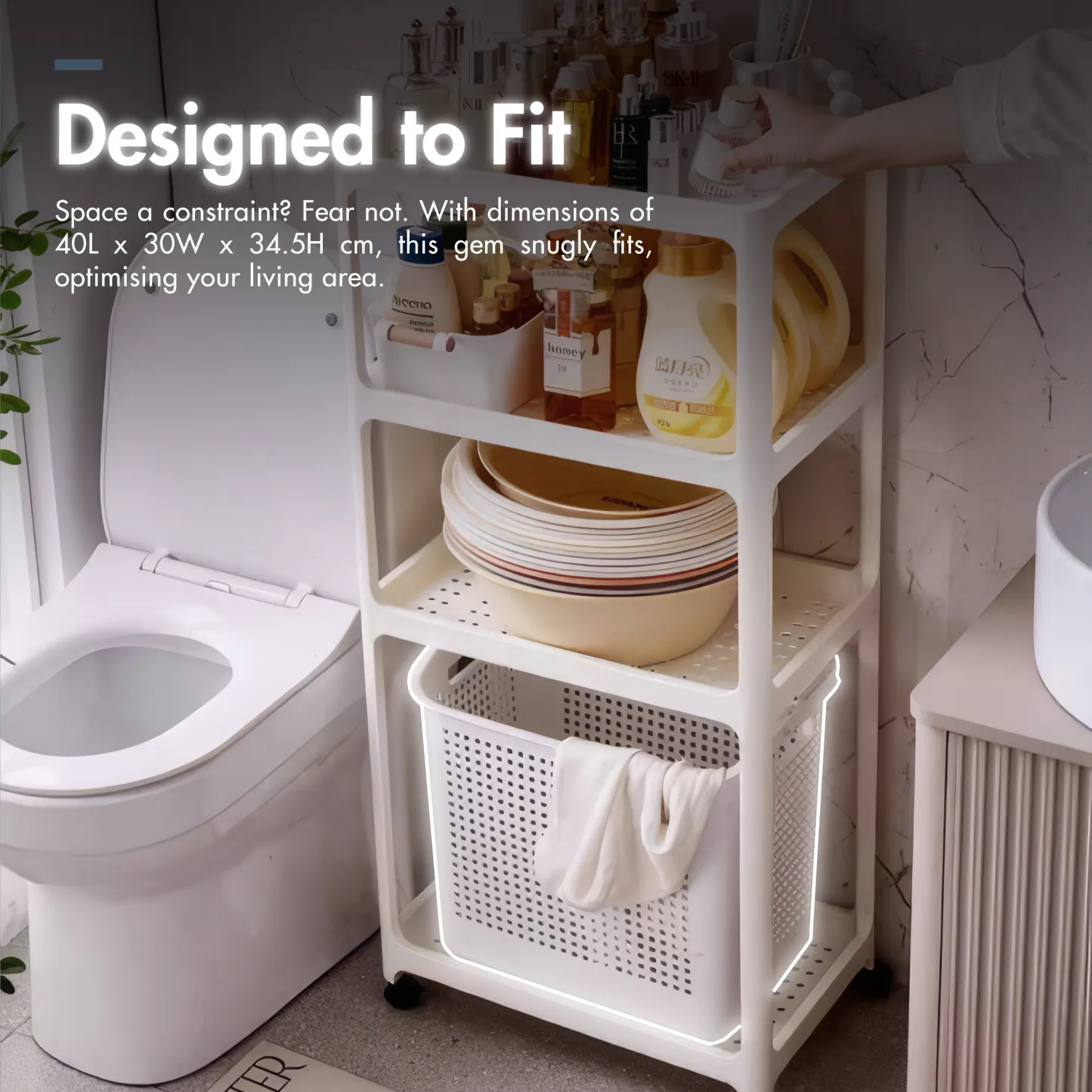 32L Laundry Basket with Handle (Beige)