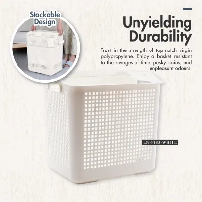 32L Laundry Basket with Handle (Beige)