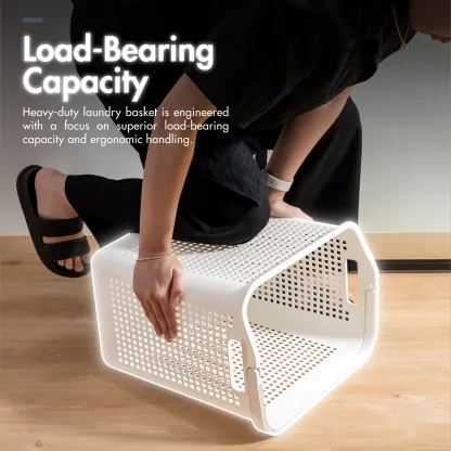 32L Laundry Basket with Handle (Beige)