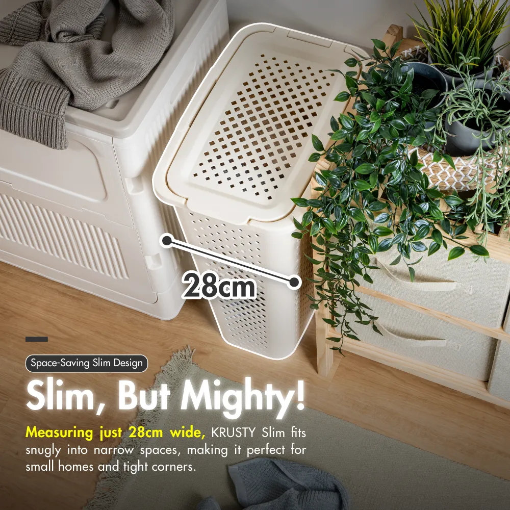 HOUZE - KRUSTY Slim 45L Laundry Basket with Flipping Lid