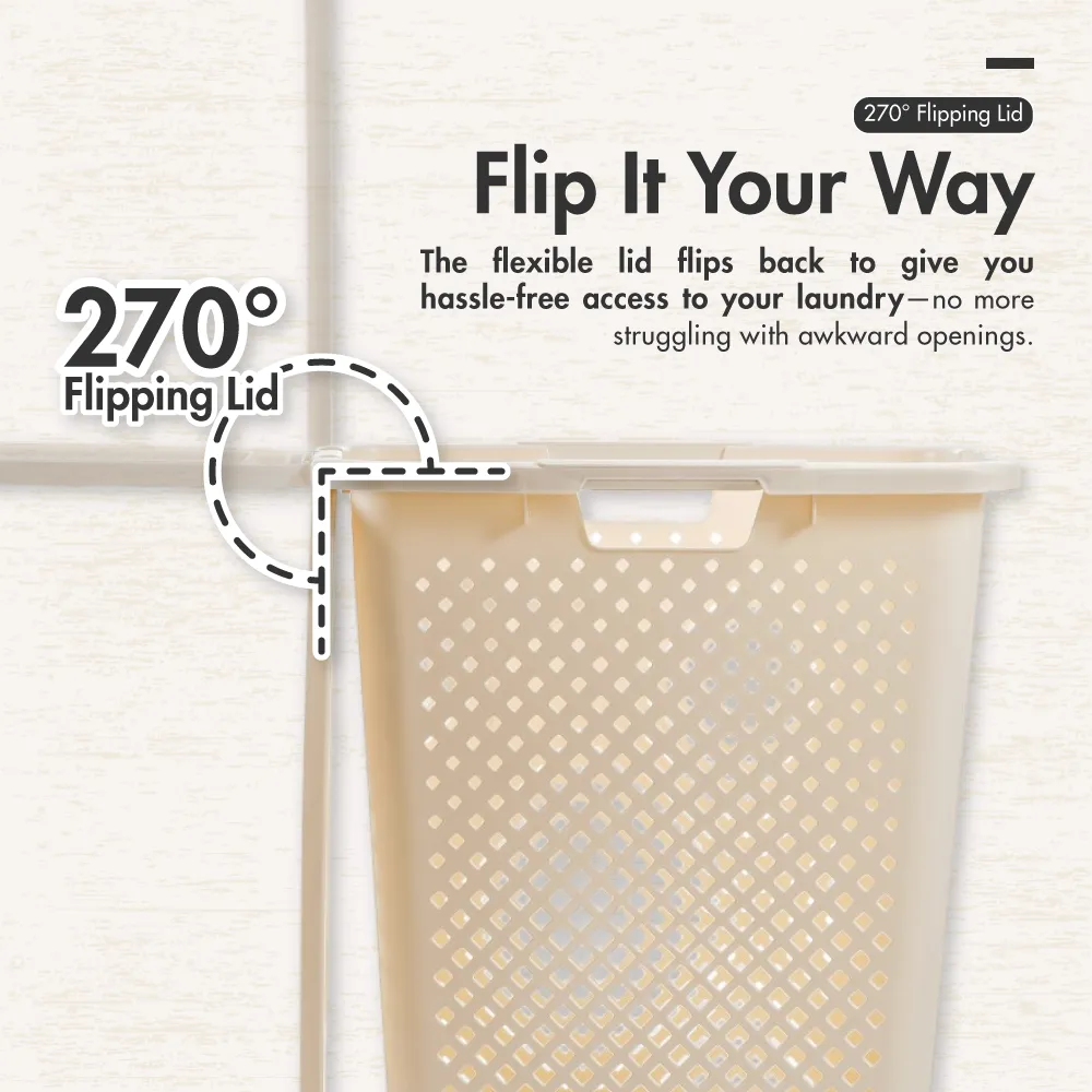 HOUZE - KRUSTY Slim 45L Laundry Basket with Flipping Lid
