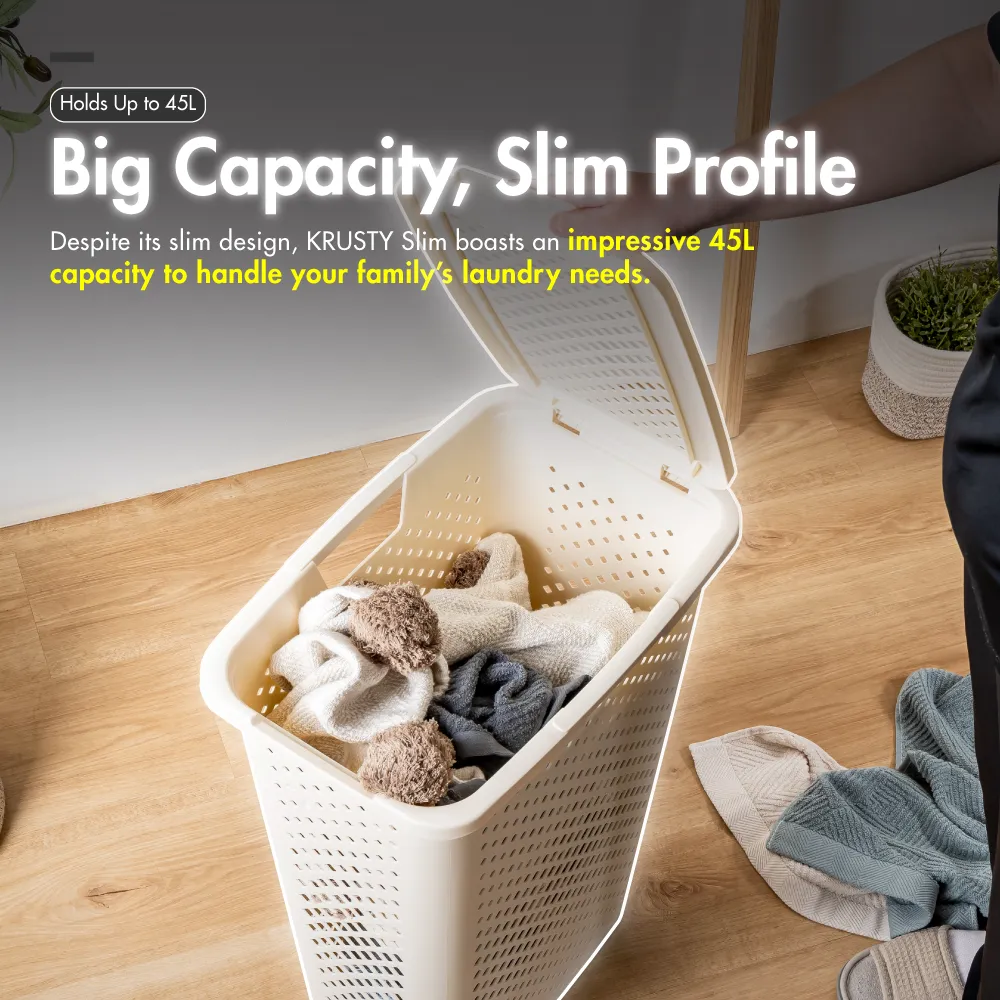 HOUZE - KRUSTY Slim 45L Laundry Basket with Flipping Lid