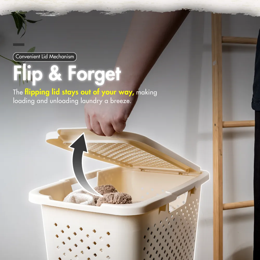 HOUZE - KRUSTY Slim 45L Laundry Basket with Flipping Lid