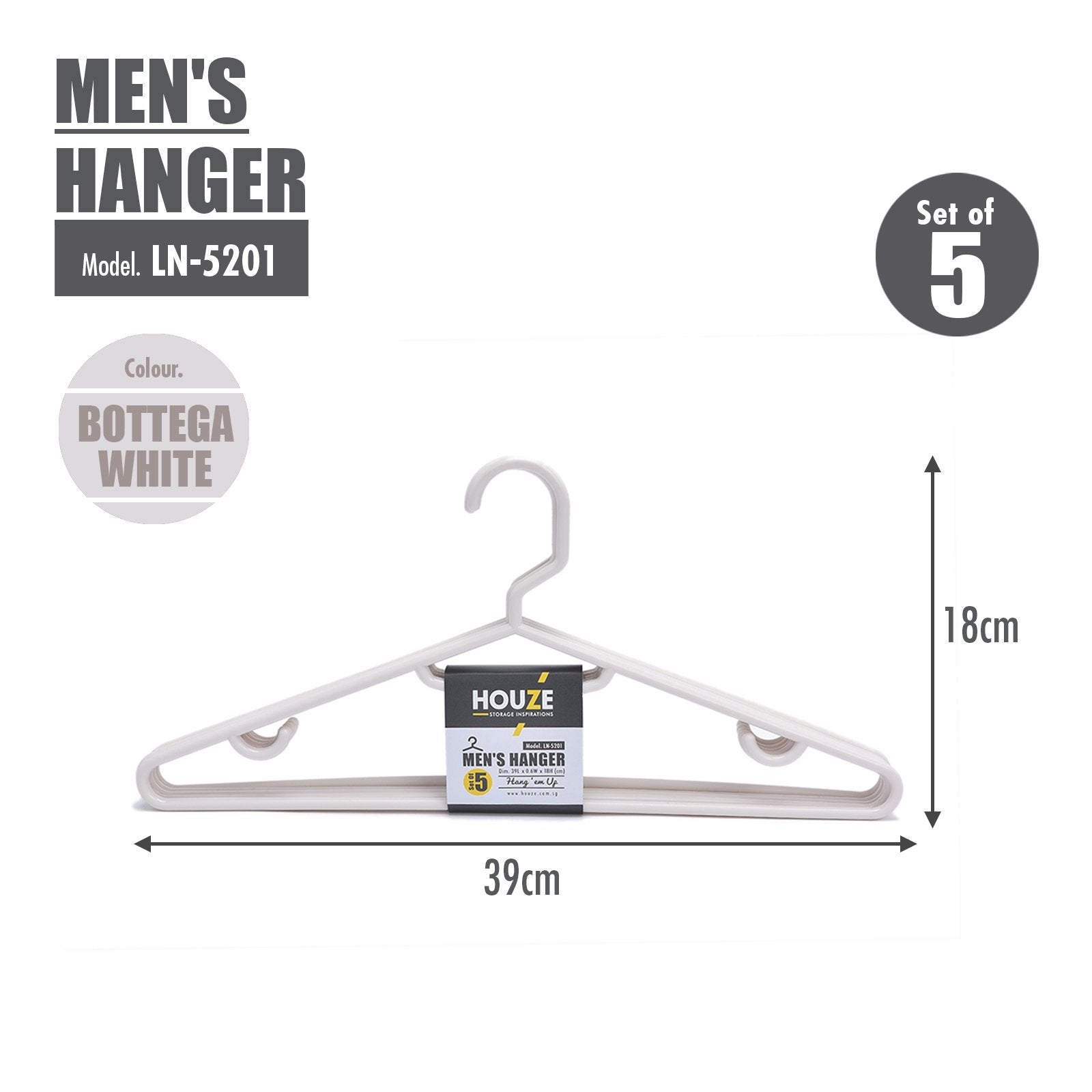 [SET OF 5 PCS] - Men's Hanger - Grey