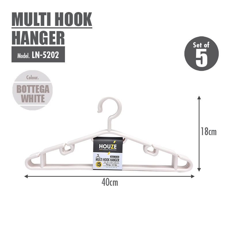 [SET OF 5] - Multi Hook Hanger - Bottega White