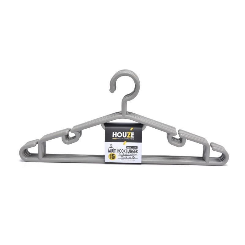 HOUZE - Multi Hook Hanger (Set of 5) (Grey) - HOUZE - The Homeware Superstore