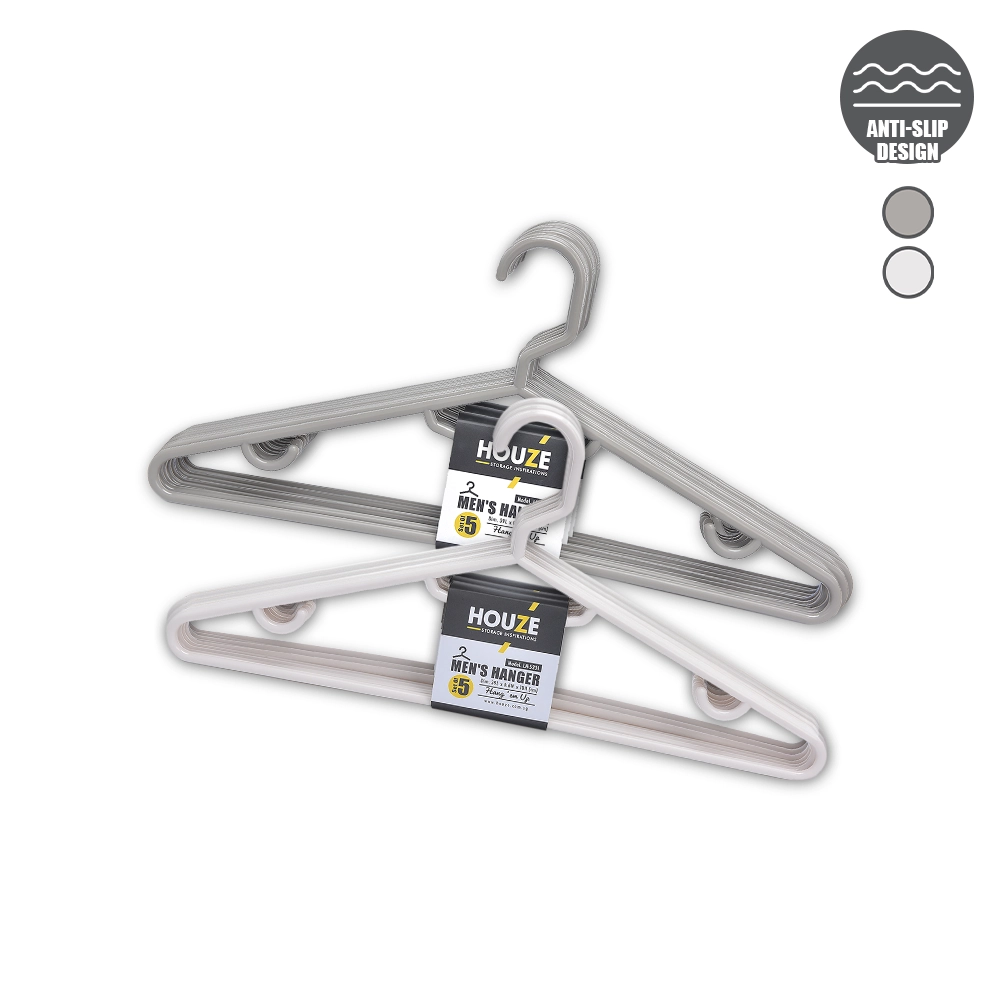 HOUZE - Multi Hook Hanger (25PCS) (Grey | White)  - Laundry | Hook | Clothes | Plastic | Closet Organizer | Anti-slip
