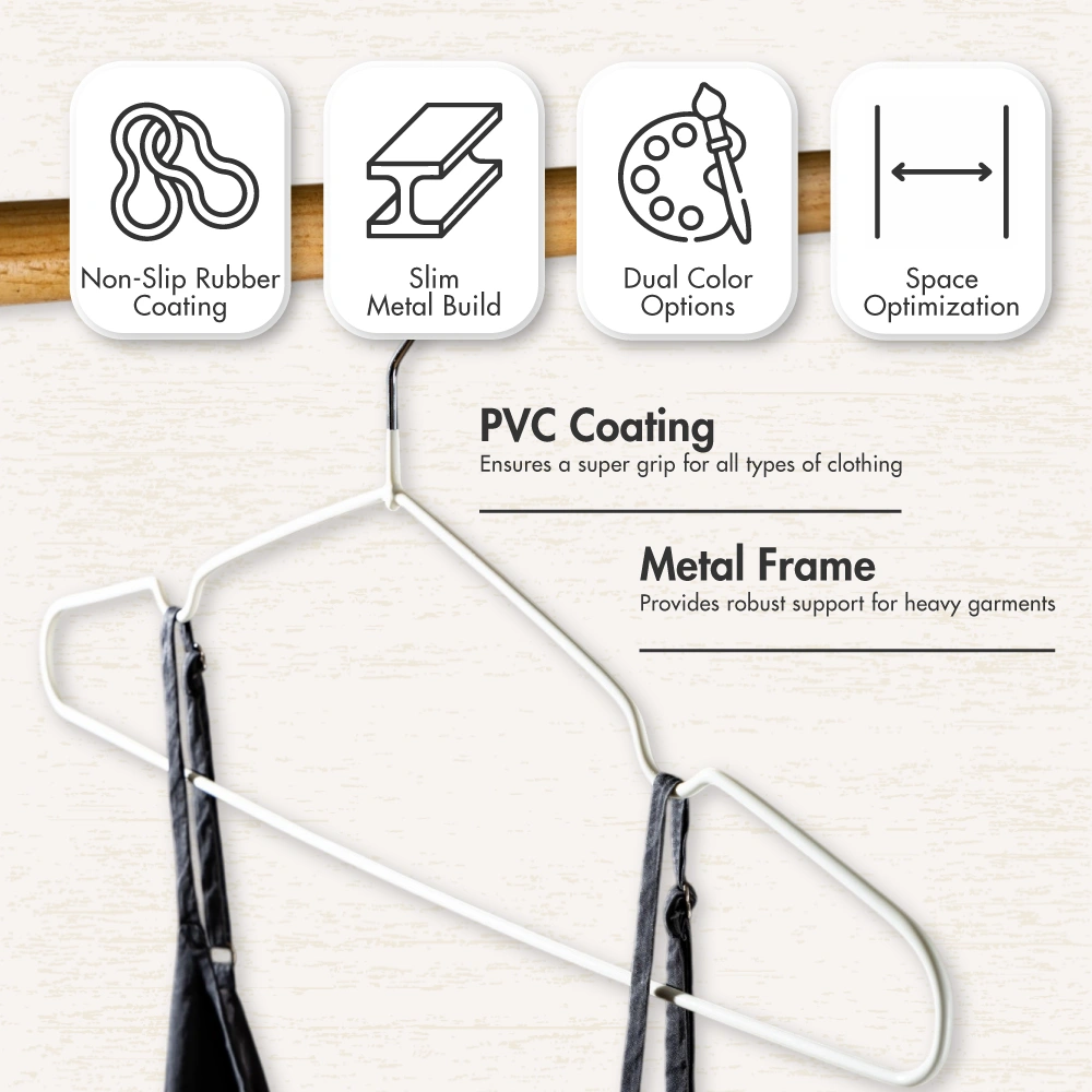 HOUZE - 40PCS Premium Hangers (Non Slip | Velvet | Kids | Metal | Rubber | Plastic)