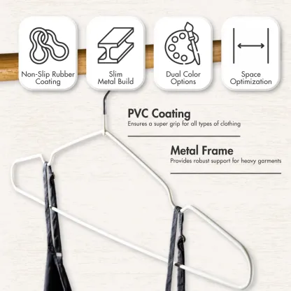 HOUZE - 40PCS Premium Hangers (Non Slip | Velvet | Kids | Metal | Rubber | Plastic)