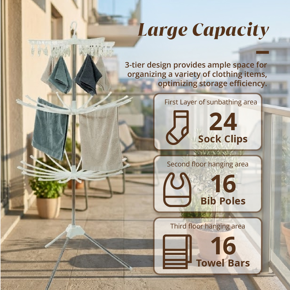 HOUZE - Space Saving Yima Triple Tier Laundry Dryer (Height: 180cm) - Organizer | Drying Rack | Hanger