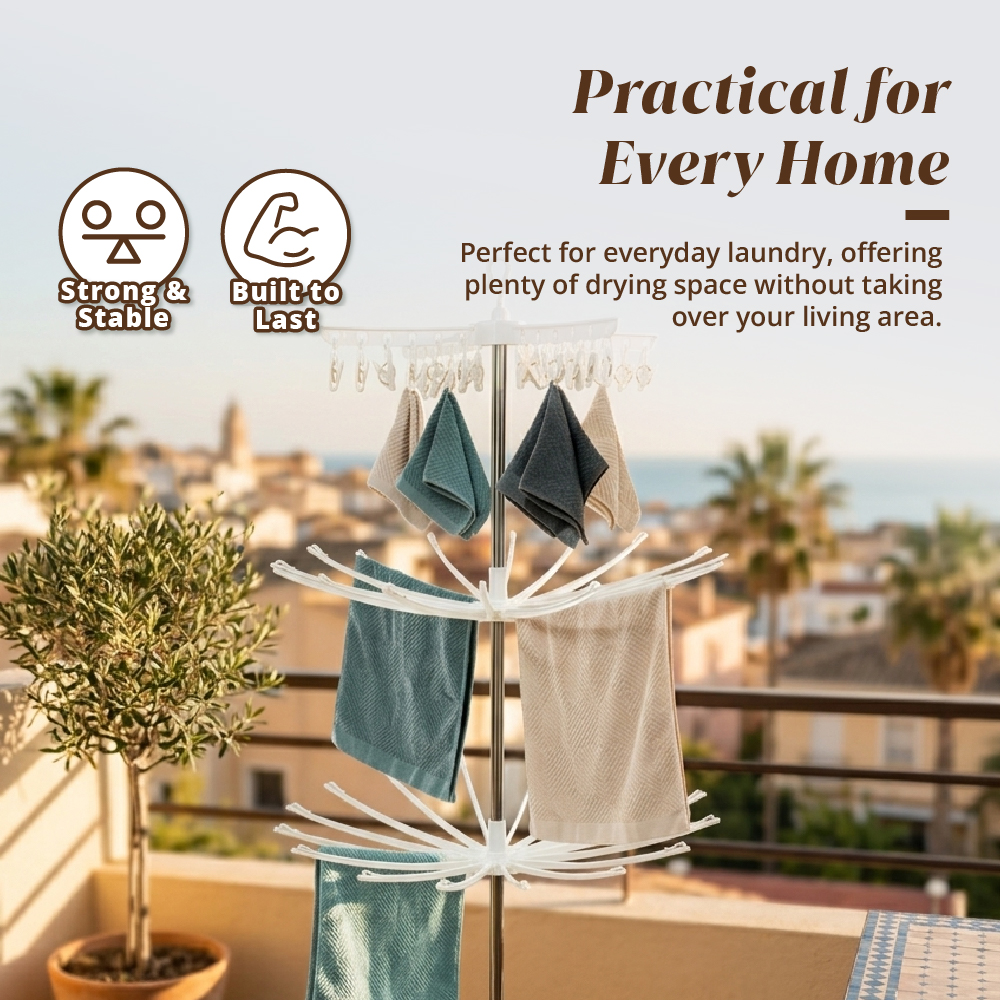 HOUZE - Space Saving Yima Triple Tier Laundry Dryer (Height: 180cm) - Organizer | Drying Rack | Hanger