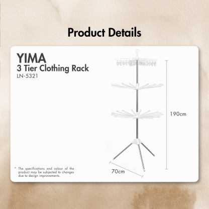 Space Saving Yima Triple Tier Laundry Dryer (Height: 180cm) - Organizer | Drying Rack | Hanger